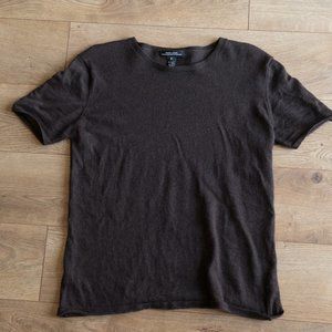 100% Merino wool Chocolate brown short sleeve shirt